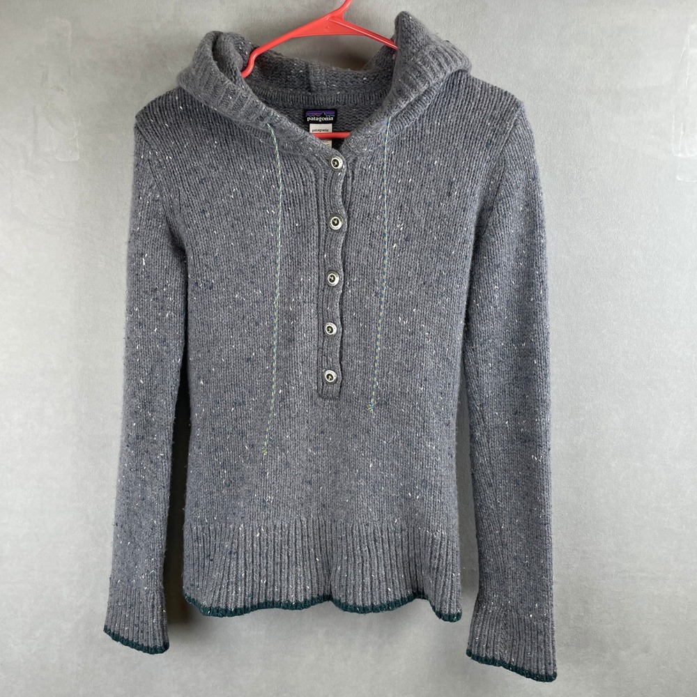 Patagonia Ranchito Hoody Women Grey Merino Wool Blend Henley Gorp Sweater S Read